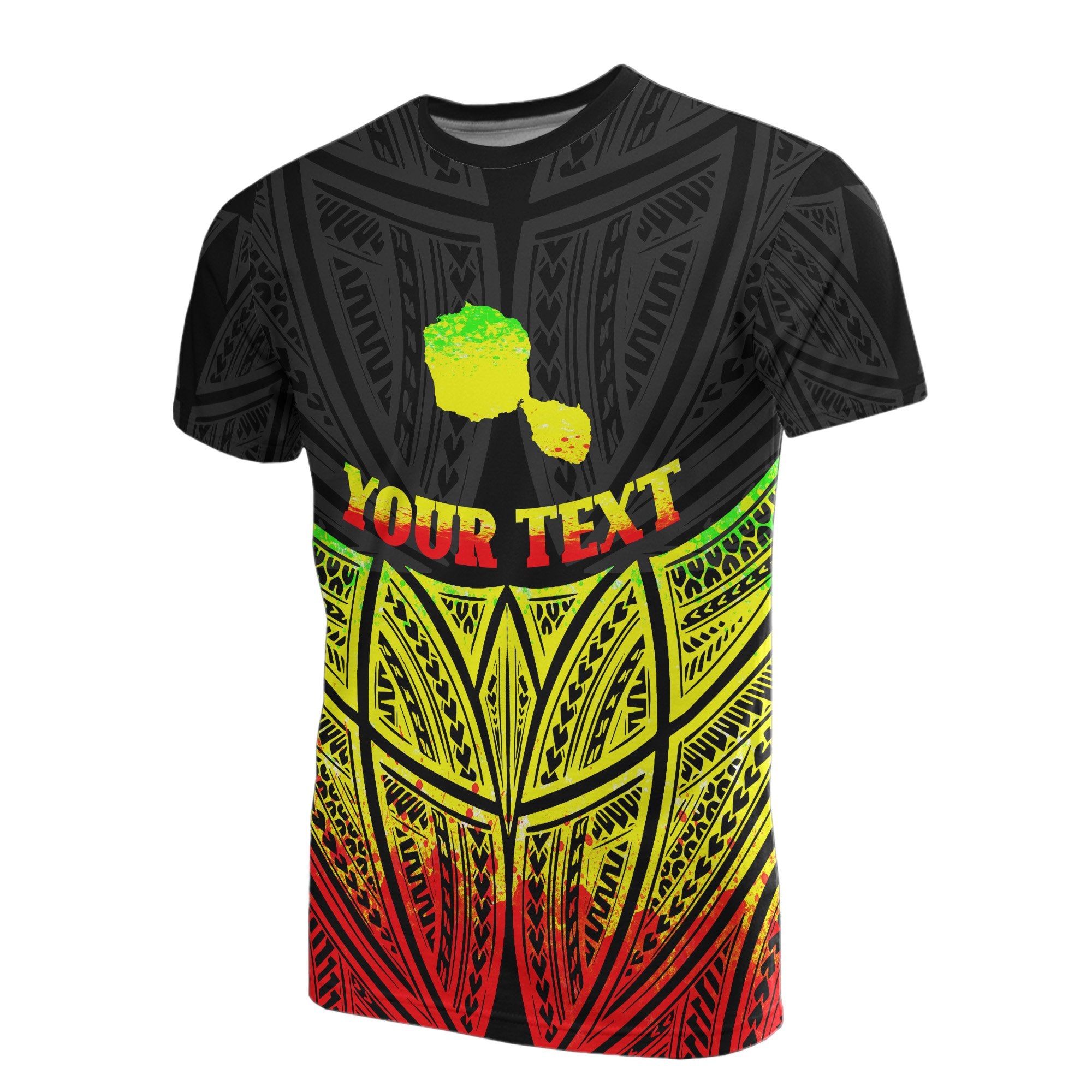 Tahiti Polynesian Custom T Shirt Reggae Pride Map and Seal Unisex Reggae - Polynesian Pride