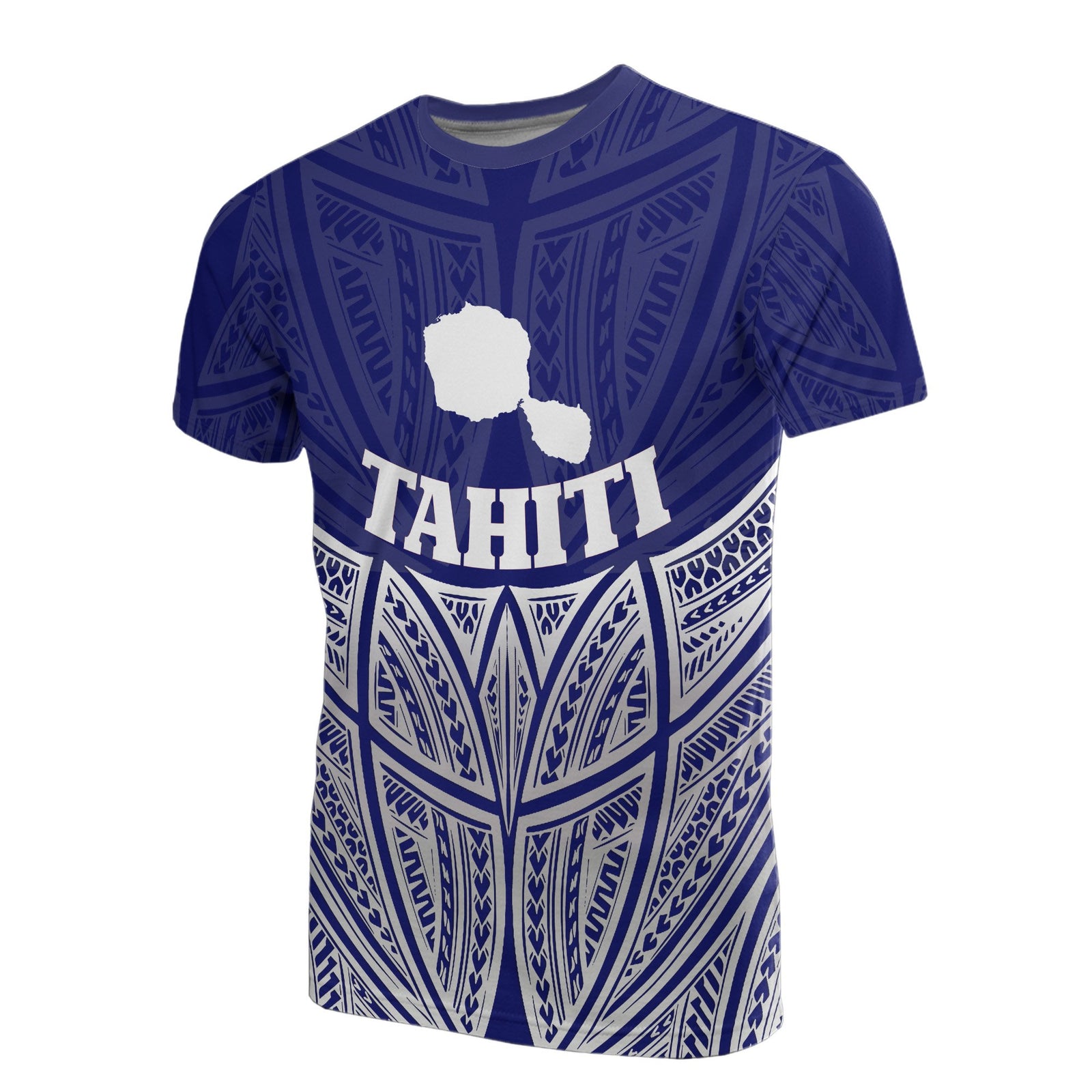 Tahiti Polynesian T Shirt Blue Pride Map and Seal Unisex Blue - Polynesian Pride