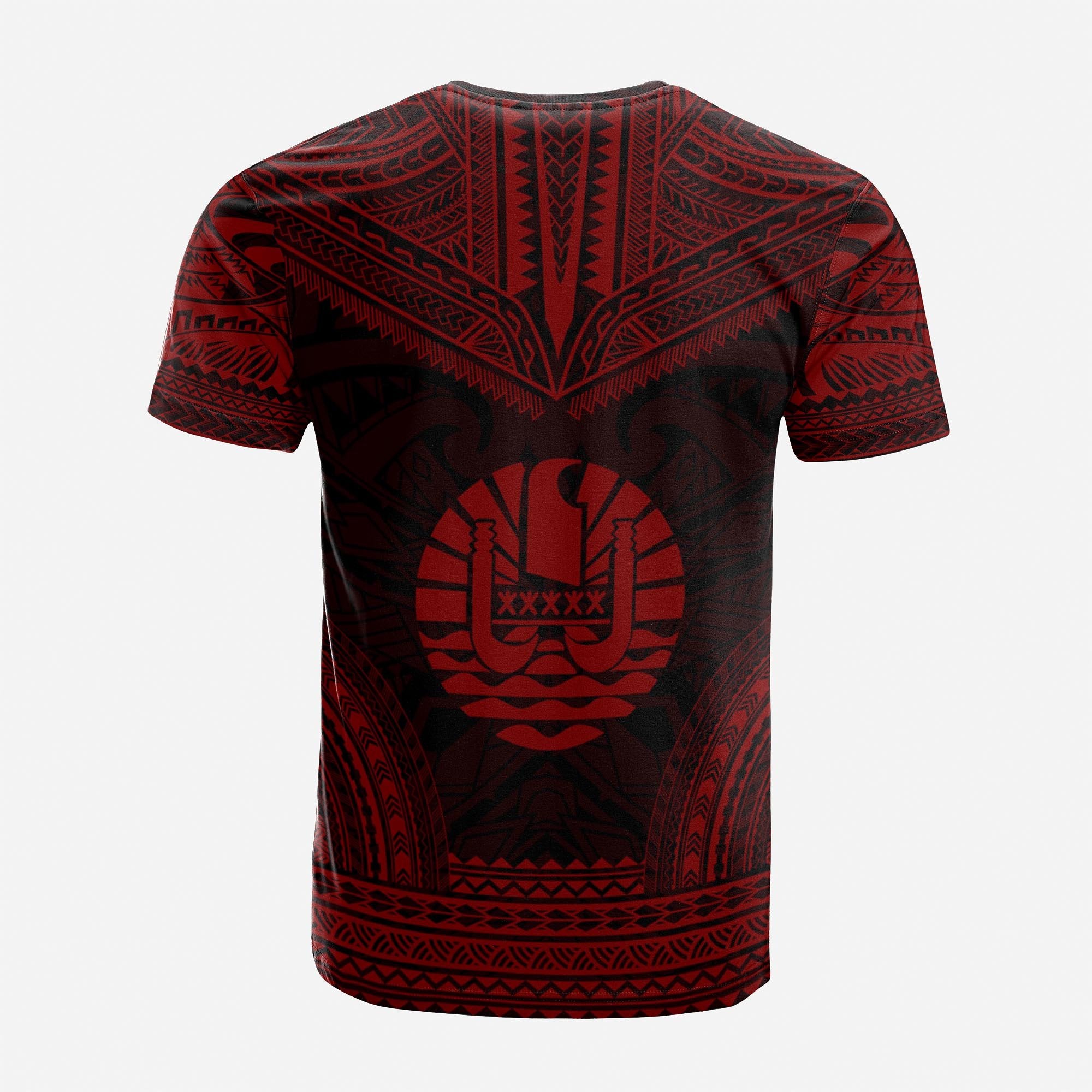 Tahiti Custom T Shirt Tahiti Flag Polynesian Chief Tattoo Red Version Unisex Red - Polynesian Pride