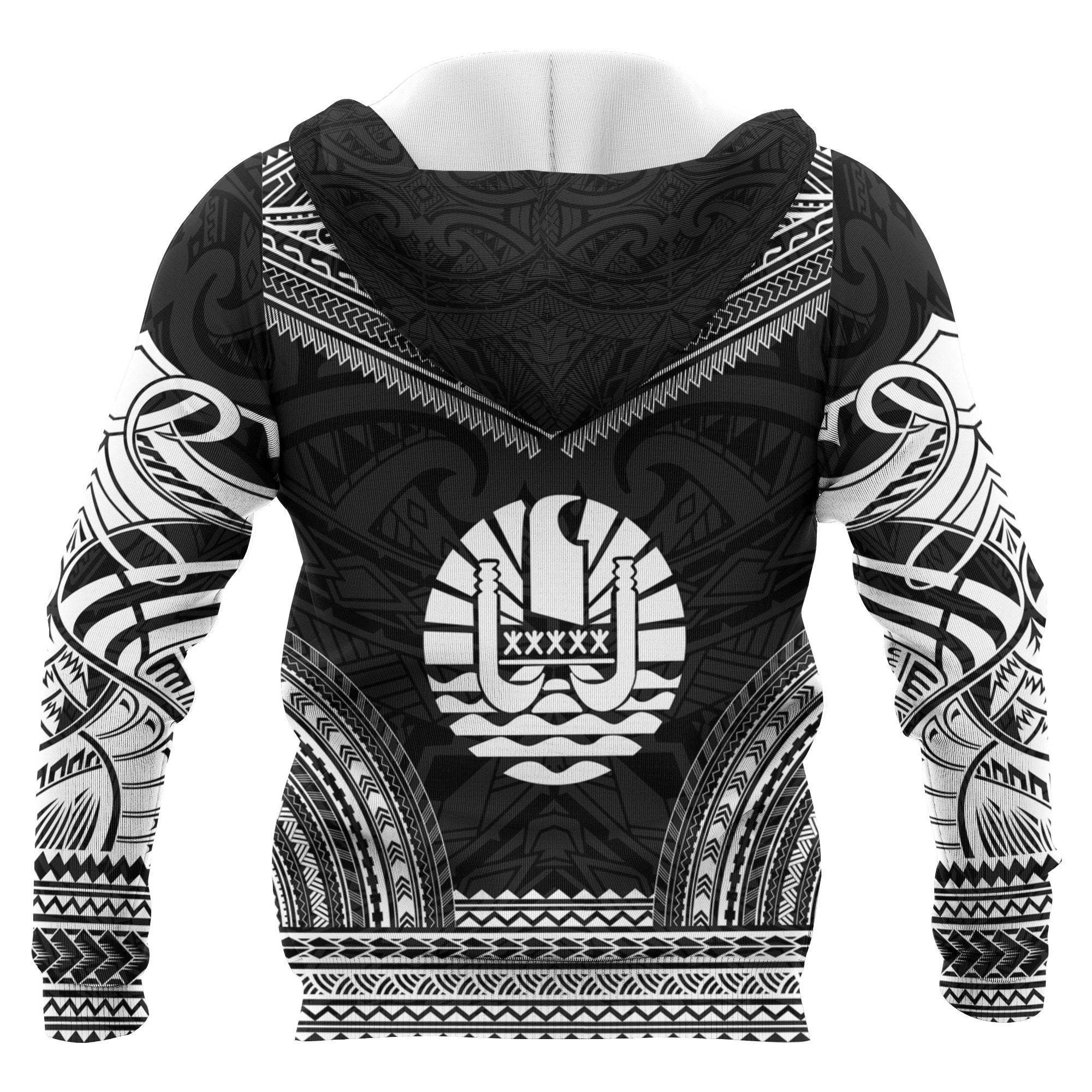 Tahiti Polynesian Chief Custom Zip up Hoodie Black Version Unisex Black - Polynesian Pride