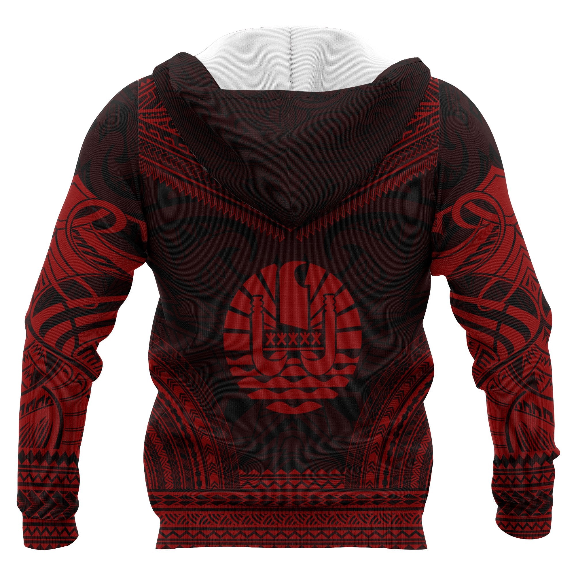 Tahiti Polynesian Chief Custom Hoodie Red Version Unisex Red - Polynesian Pride