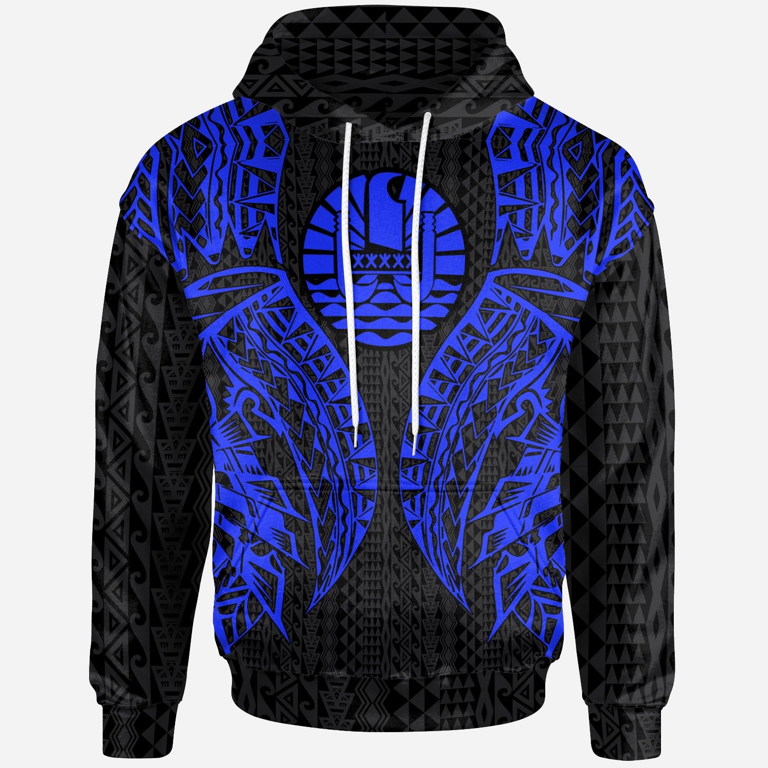 Tahiti Hoodie Polynesian Lion Head Blue Style Unisex Blue - Polynesian Pride