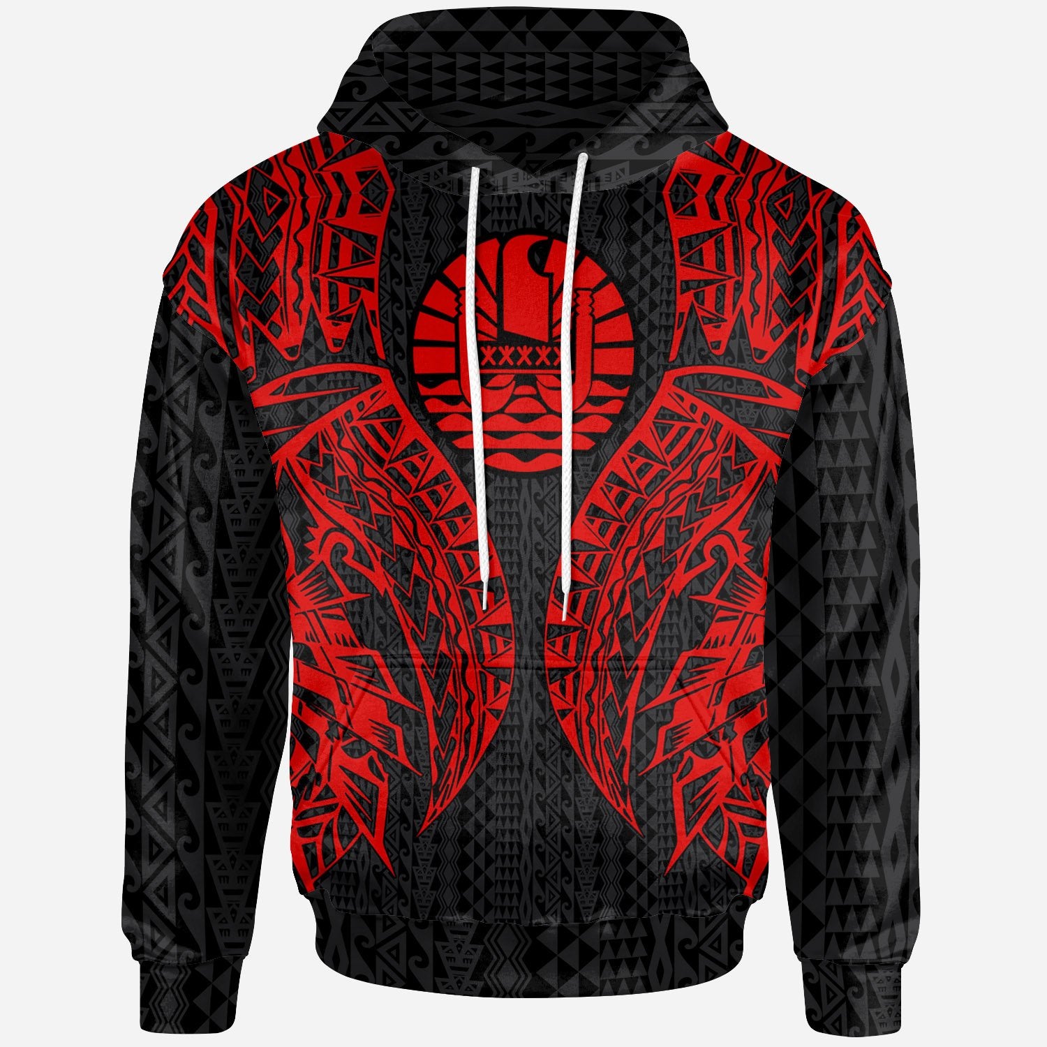 Tahiti Hoodie Polynesian Lion Head Red Style Unisex Red - Polynesian Pride