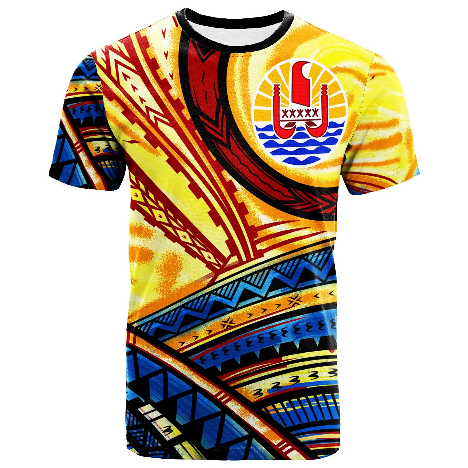 Tahiti T Shirt The Twilight of Tahiti Paint Style Unisex yellow - Polynesian Pride