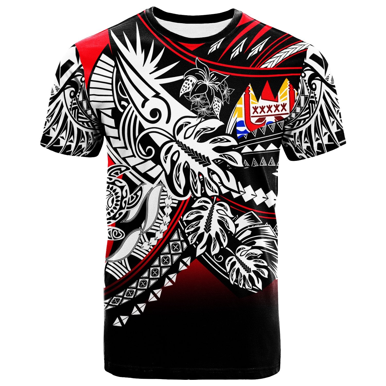 Tahiti T Shirt Tribal Tropical Special Pattern Unisex Black - Polynesian Pride