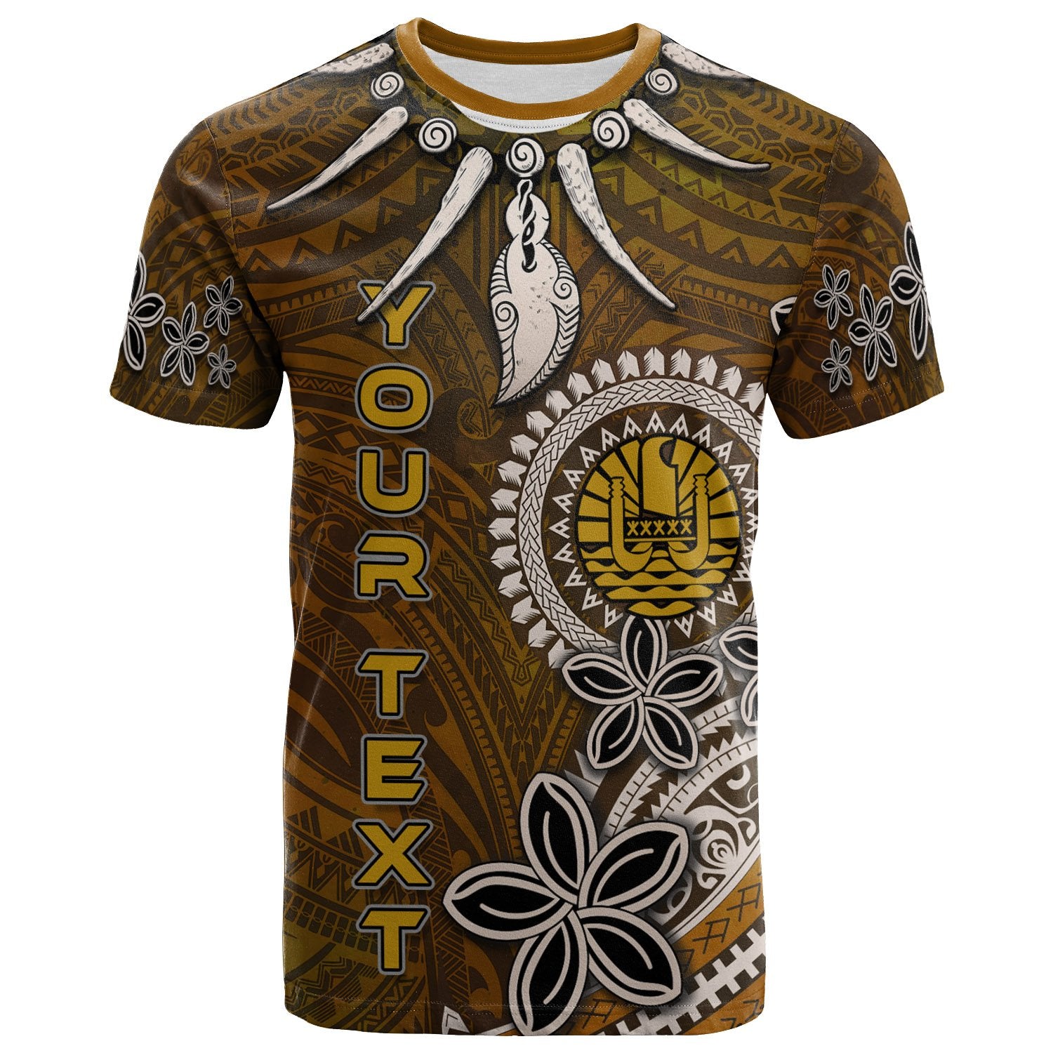 Tahiti Custom T Shirt Polynesian Boar Tusk Unisex Brown - Polynesian Pride