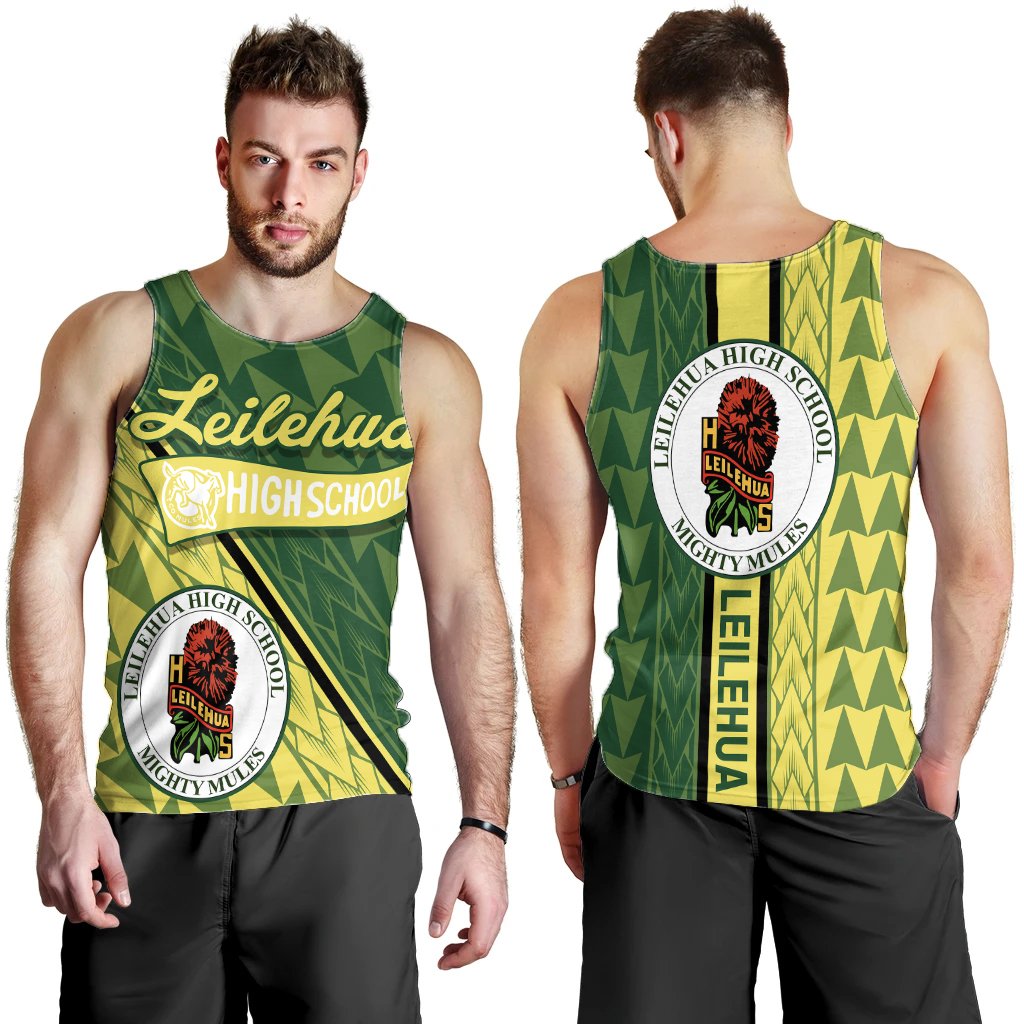 Hawaii Men's Tank Top - Leilehua High Men's Tank Top - Energetic - AH Green - Polynesian Pride