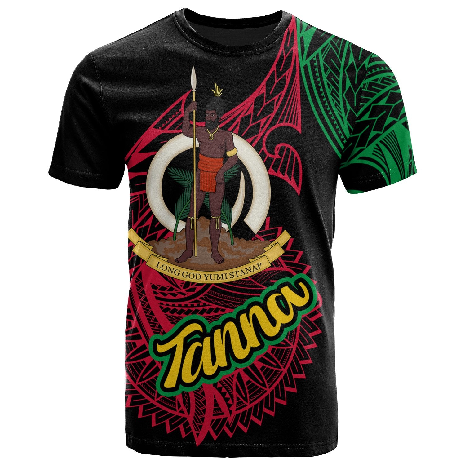 Vanuatu T Shirt Tanna Seal of Vanuatu Special Style Unisex Black - Polynesian Pride