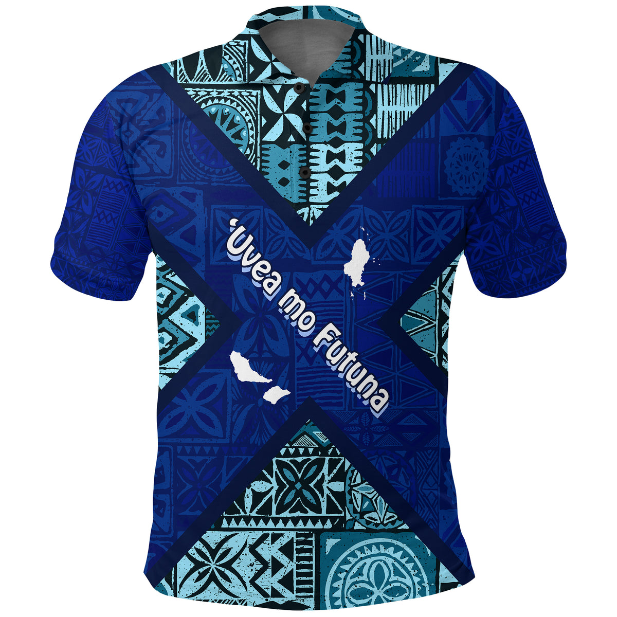 Uvea mo Futuna Dolphin Tapa Tribal Pattern Polo Shirt LT7 Navy - Polynesian Pride
