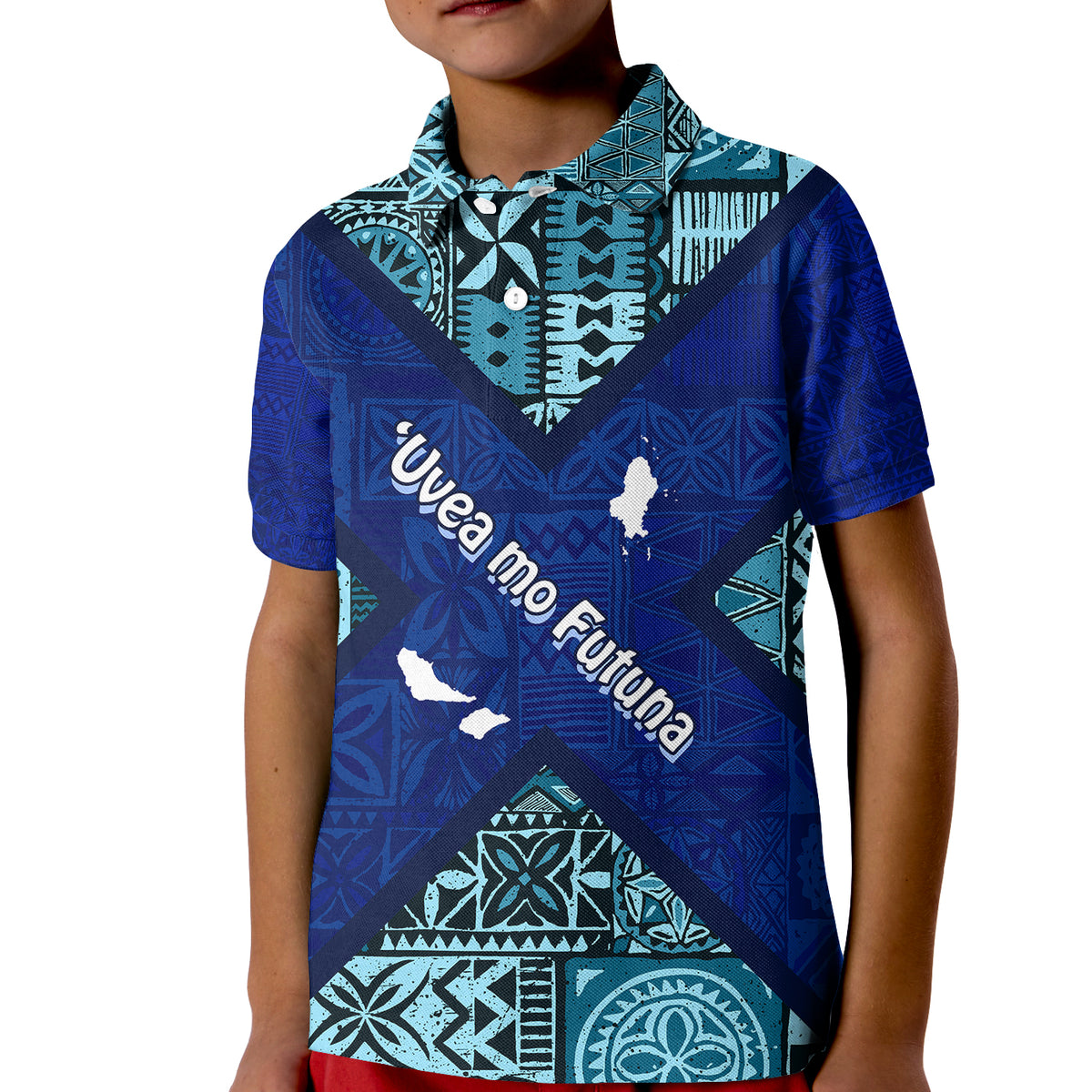 Uvea mo Futuna Dolphin Tapa Tribal Pattern Polo Shirt KID LT7 Kid Navy - Polynesian Pride