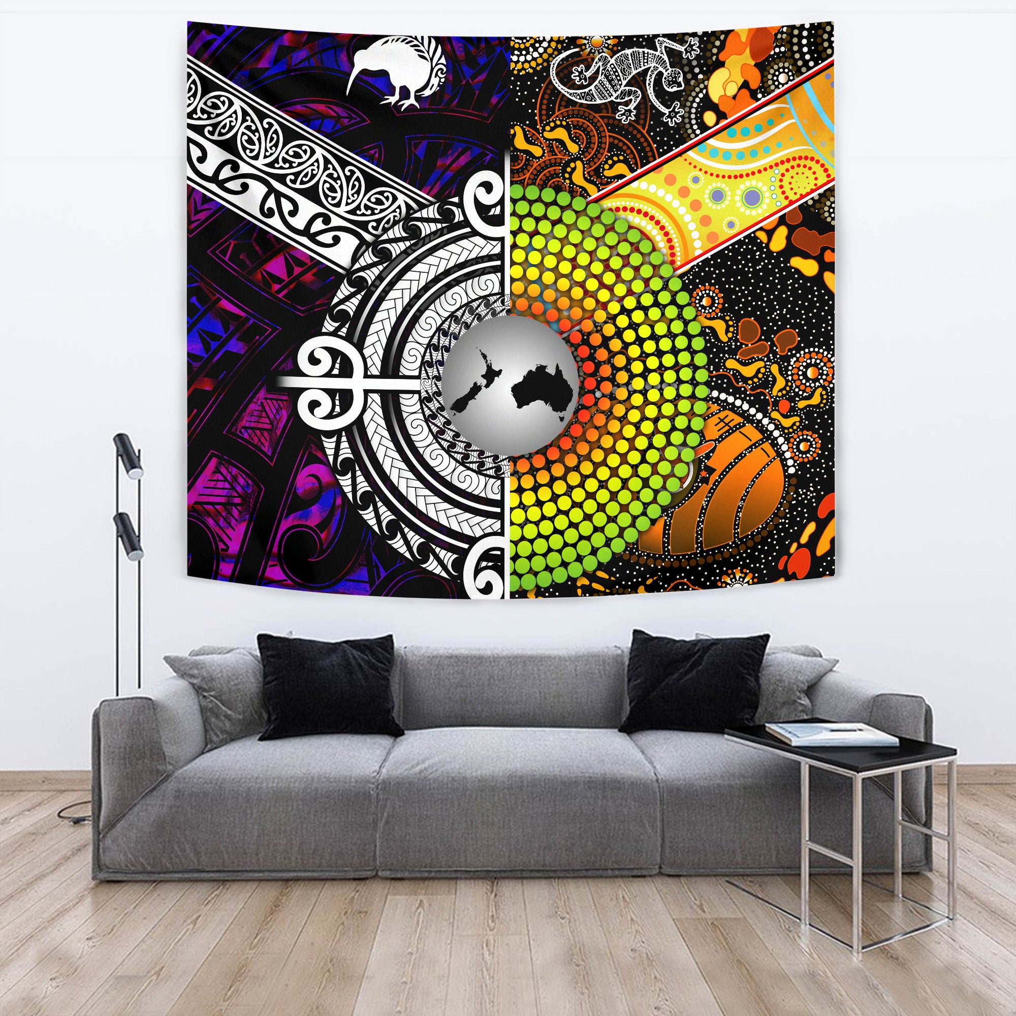 New Zealand Maori Aotearoa And Australia Aboriginal Tapestries Together - Purple LT8 - Polynesian Pride