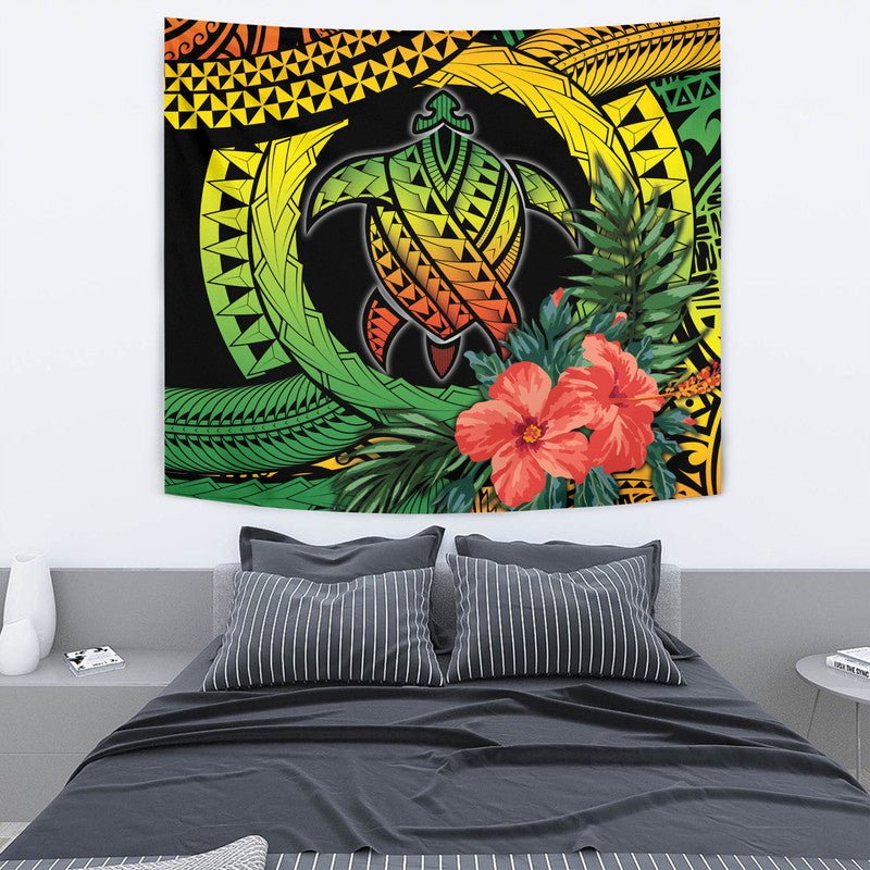 Polynesian Turtle Tapestry Circle Turtle Hibiscus Reggae LT9 Reggae - Polynesian Pride