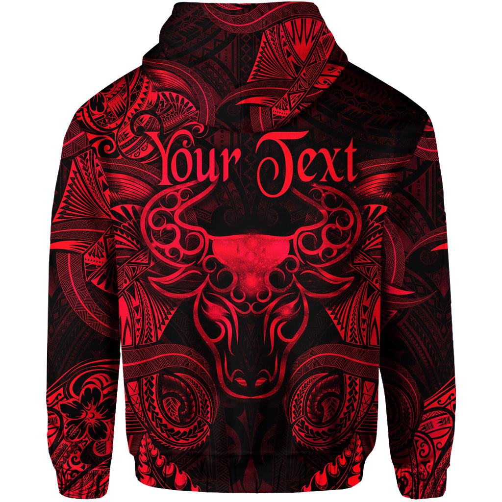 Custom Taurus Zodiac Polynesian Zip Hoodie Unique Style Red LT8 - Polynesian Pride