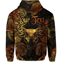 Custom Taurus Zodiac Polynesian Zip Hoodie Unique Style Gold LT8 - Polynesian Pride
