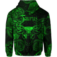 Taurus Zodiac Polynesian Zip Hoodie Unique Style Green LT8 - Polynesian Pride