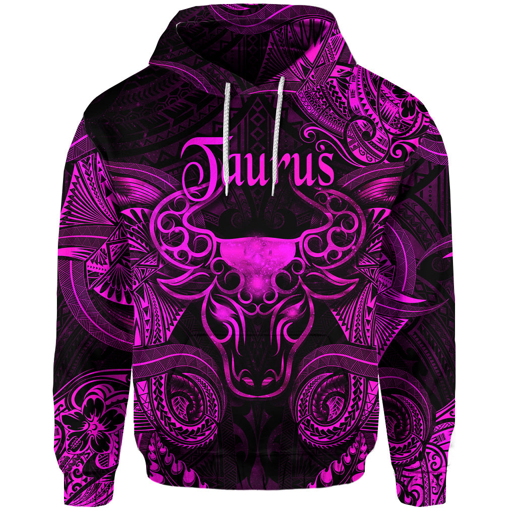 Custom Taurus Zodiac Polynesian Hoodie Unique Style Pink LT8 Unisex Pink - Polynesian Pride