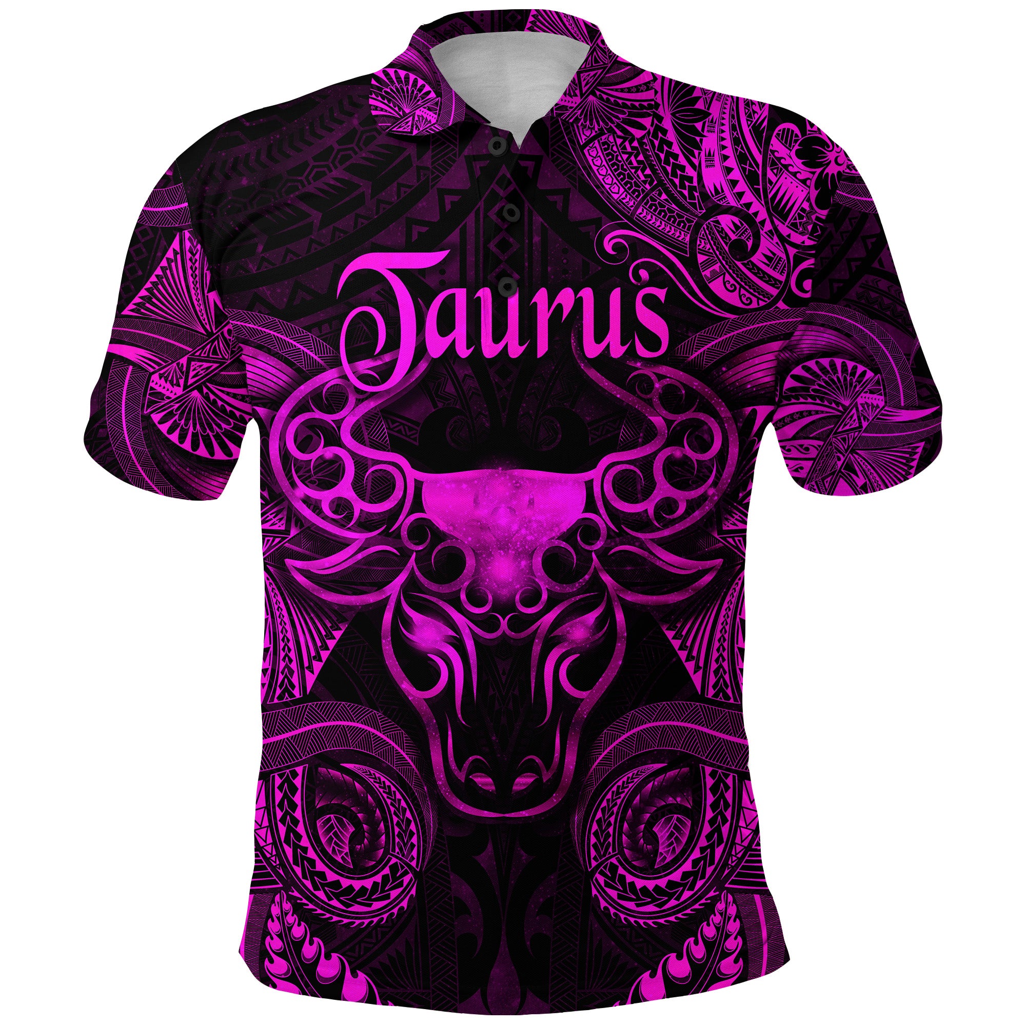 Custom Taurus Zodiac Polynesian Polo Shirt Unique Style Pink LT8 - Polynesian Pride