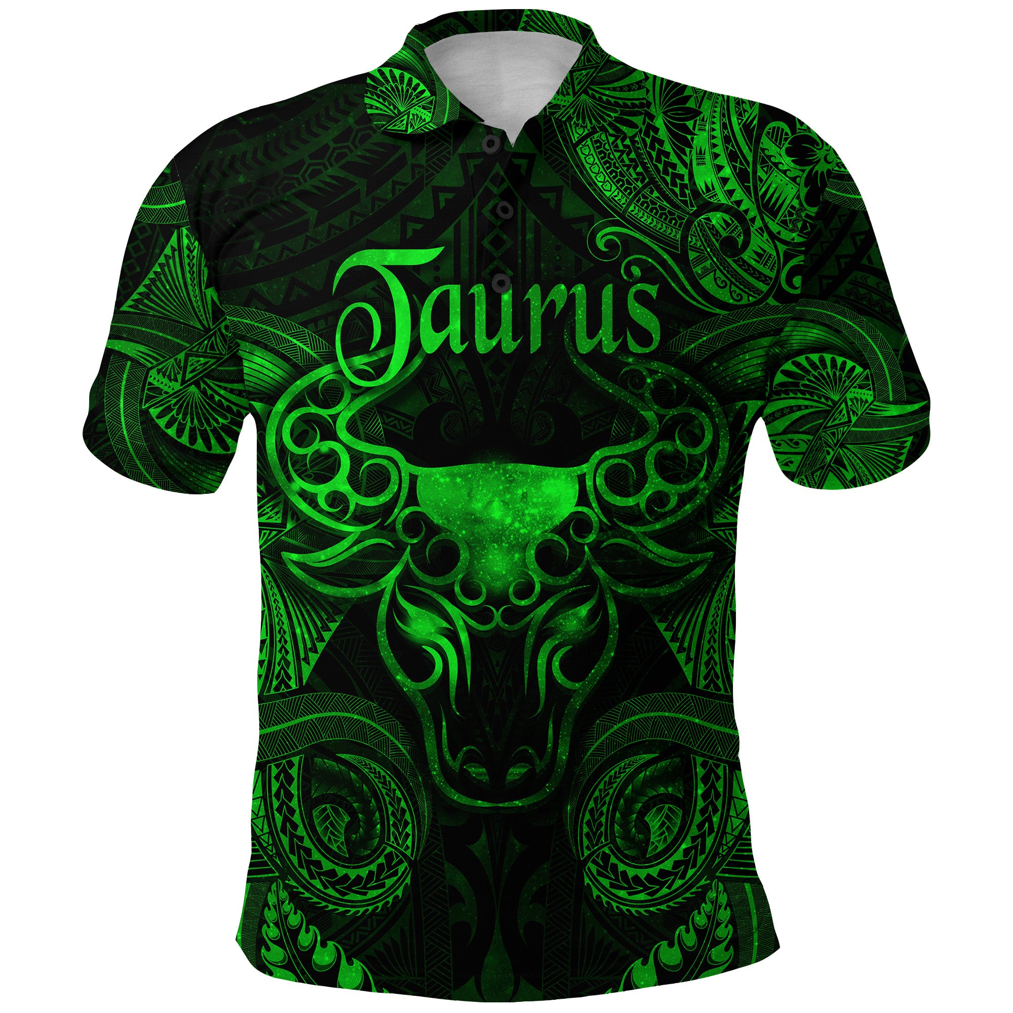 Custom Taurus Zodiac Polynesian Polo Shirt Unique Style Green LT8 - Polynesian Pride