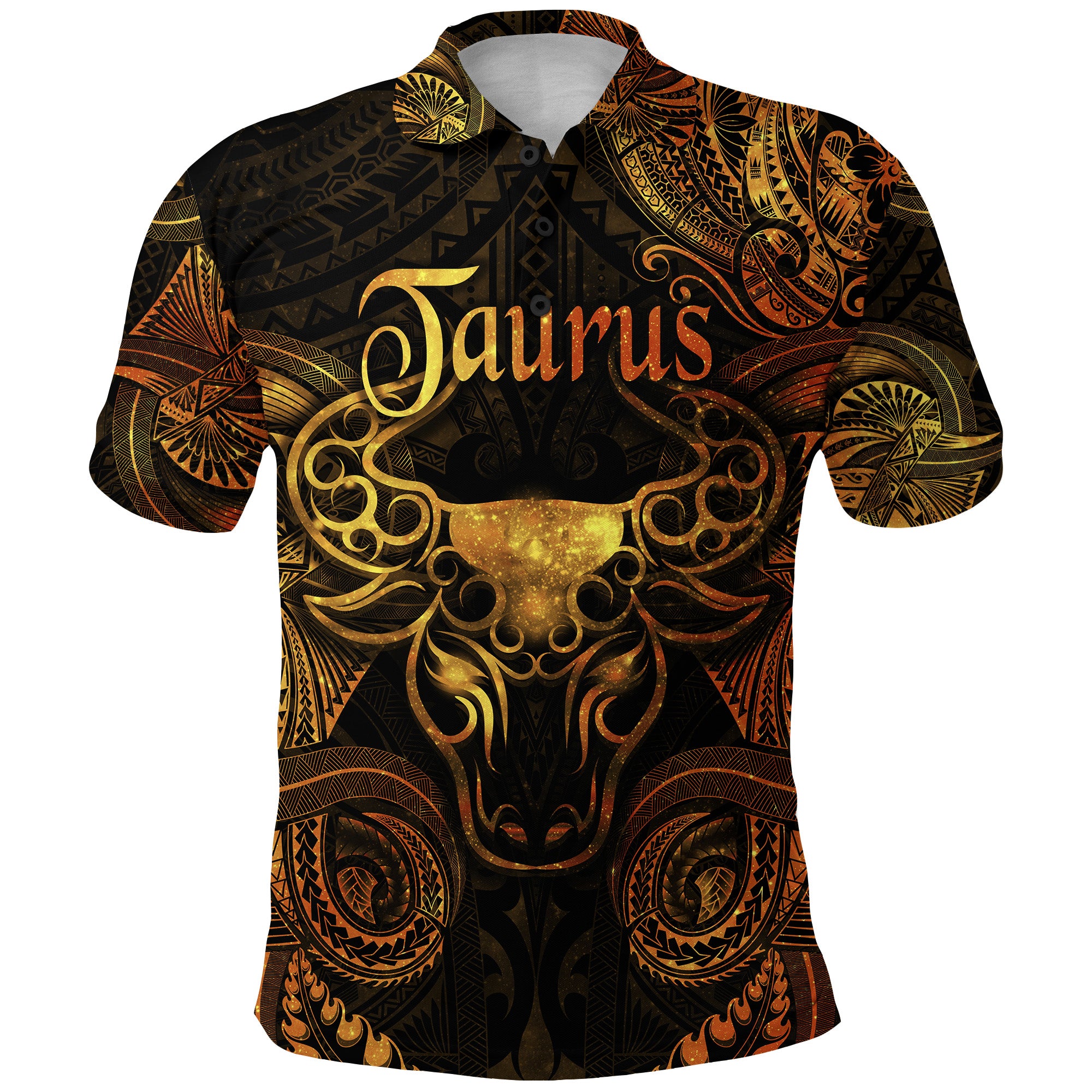 Custom Taurus Zodiac Polynesian Polo Shirt Unique Style Gold LT8 - Polynesian Pride