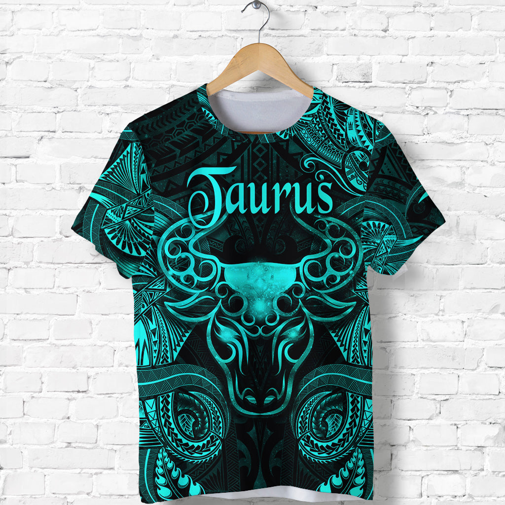Taurus Zodiac Polynesian T Shirt Unique Style Turquoise LT8 - Polynesian Pride