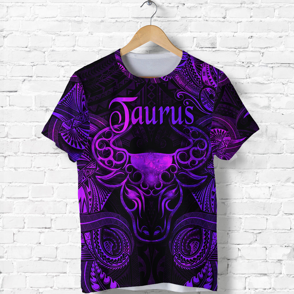 Custom Taurus Zodiac Polynesian T Shirt Unique Style Purple LT8 - Polynesian Pride