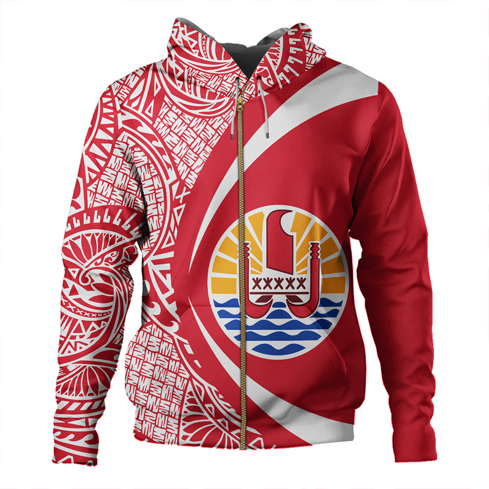 French Polynesia Hoodie Coat of Arm Lauhala Circle - Polynesian Pride