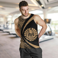 French Polynesia Tank Top Coat Of Arm Lauhala Gold Circle - Polynesian Pride