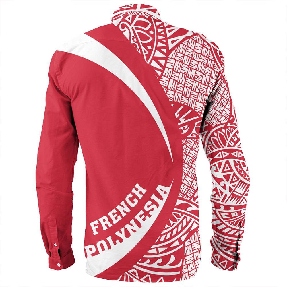 French Polynesia Long Sleeve Shirt Coat Of Arm Lauhala Circle - Polynesian Pride