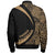 French Polynesia Sleeve Zip Bomber Jacket Coat Of Arm Lauhala Gold Circle - Polynesian Pride