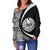 French Polynesia Off Shoulder Sweatshirt Coat Of Arm Lauhala White Circle - Polynesian Pride