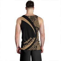 French Polynesia Tank Top Coat Of Arm Lauhala Gold Circle - Polynesian Pride