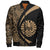 French Polynesia Sleeve Zip Bomber Jacket Coat Of Arm Lauhala Gold Circle Unisex Gold - Polynesian Pride