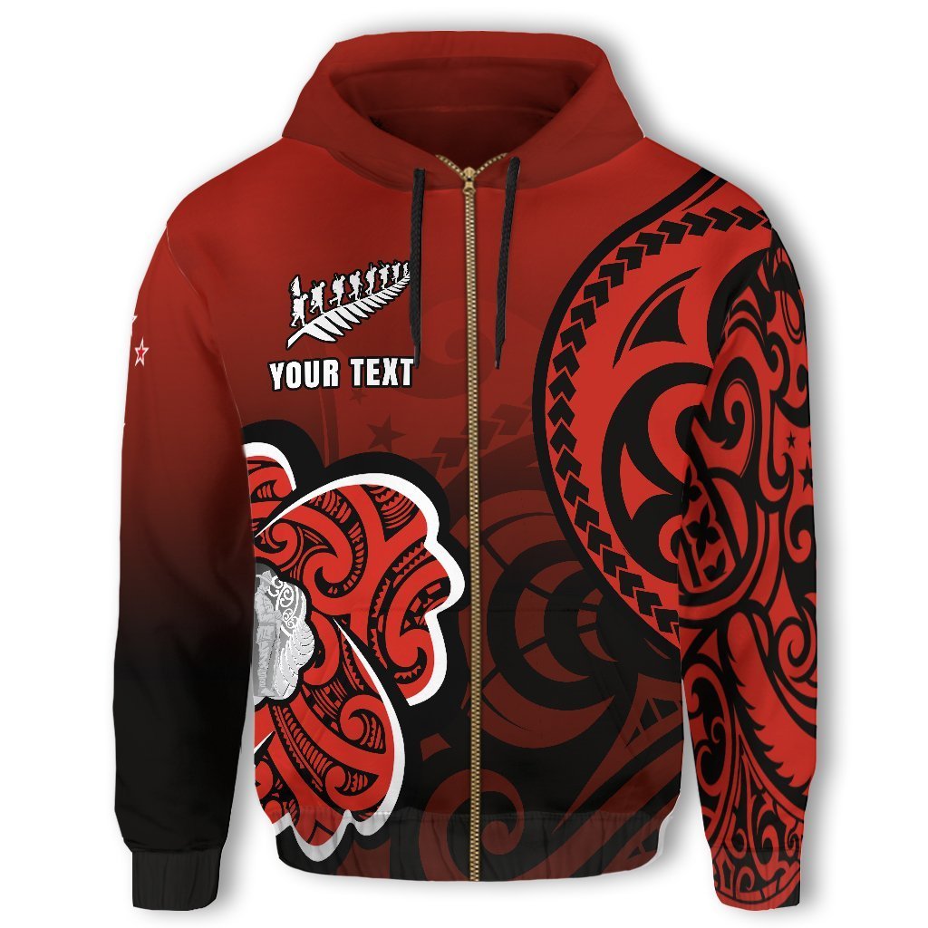 Lest We Forget Maori Poppy Flowers Zip Hoodie Customized Unisex Black - Polynesian Pride