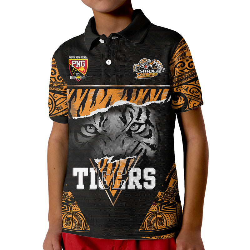 Papua New Guinea Lae Snax Tigers Polo Shirt Polynesian Tiger Face LT9 - Polynesian Pride