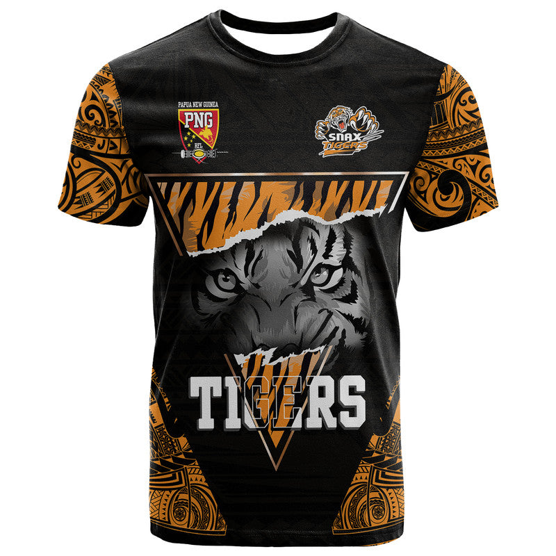 Papua New Guinea Lae Snax Tigers T Shirt Polynesian Tiger Face LT9 Black - Polynesian Pride