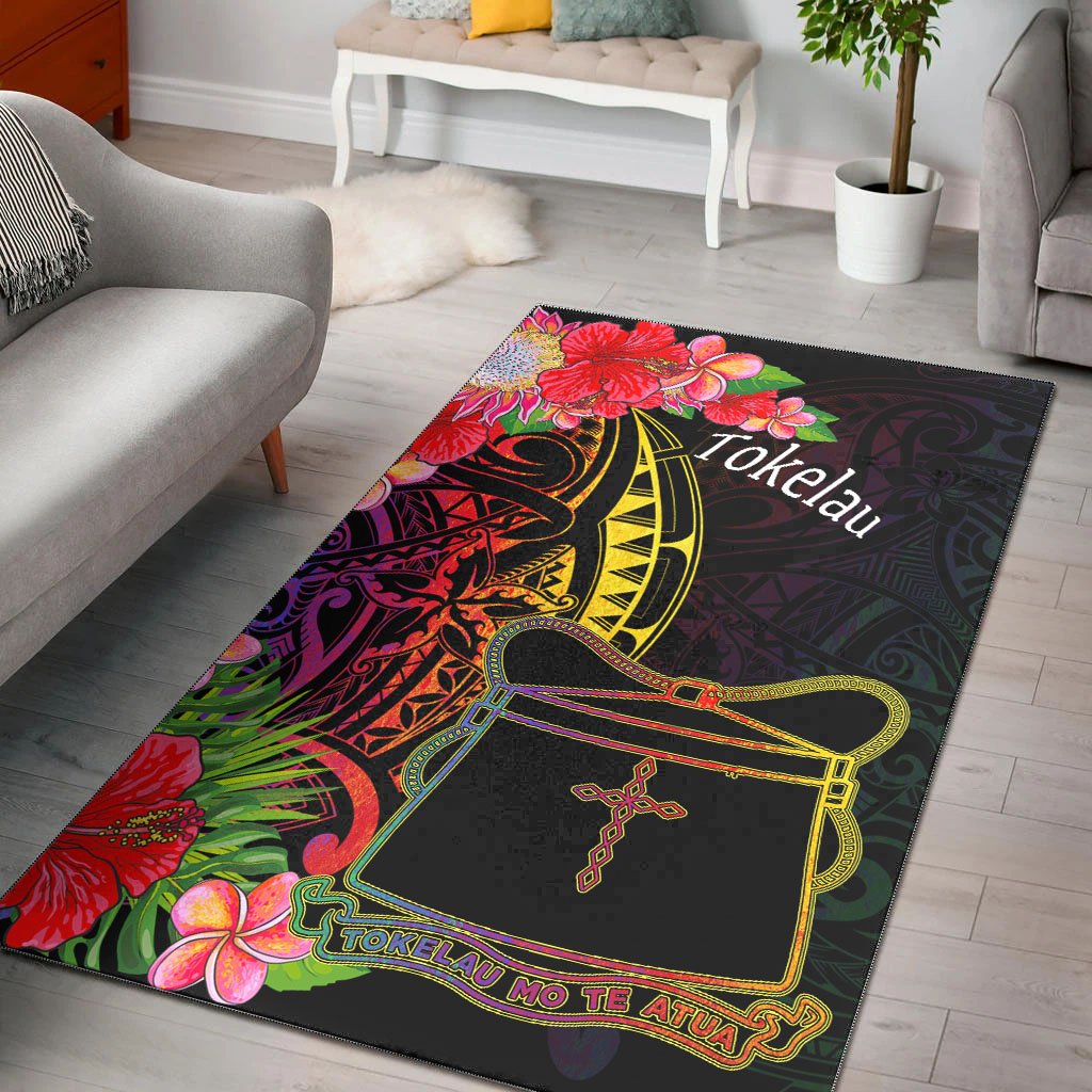 Tokelau Area Rug - Tropical Hippie Style Black - Polynesian Pride