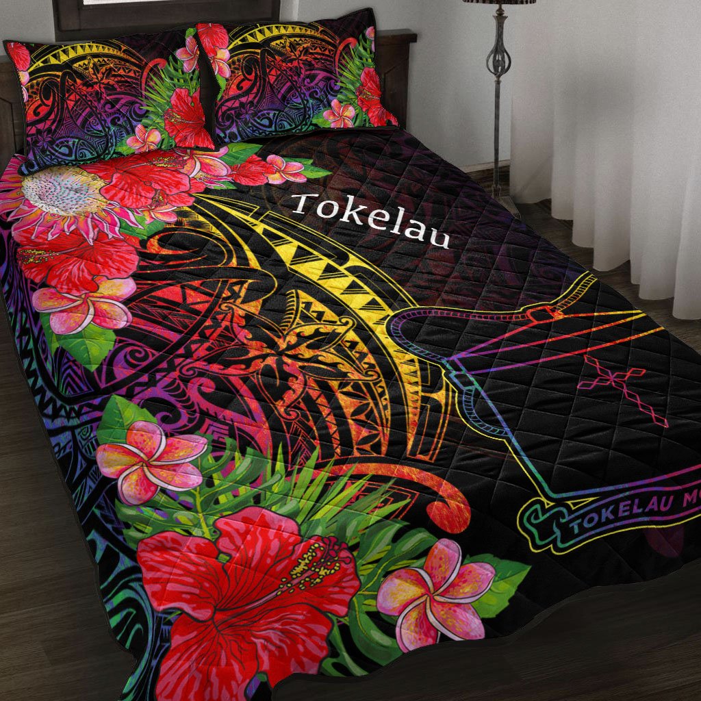 Tokelau Quilt Bed Set - Tropical Hippie Style Black - Polynesian Pride