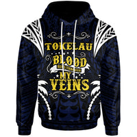 Tokelau Hoodie Blood Runs Through My Veins Style Flag Unisex Blue - Polynesian Pride