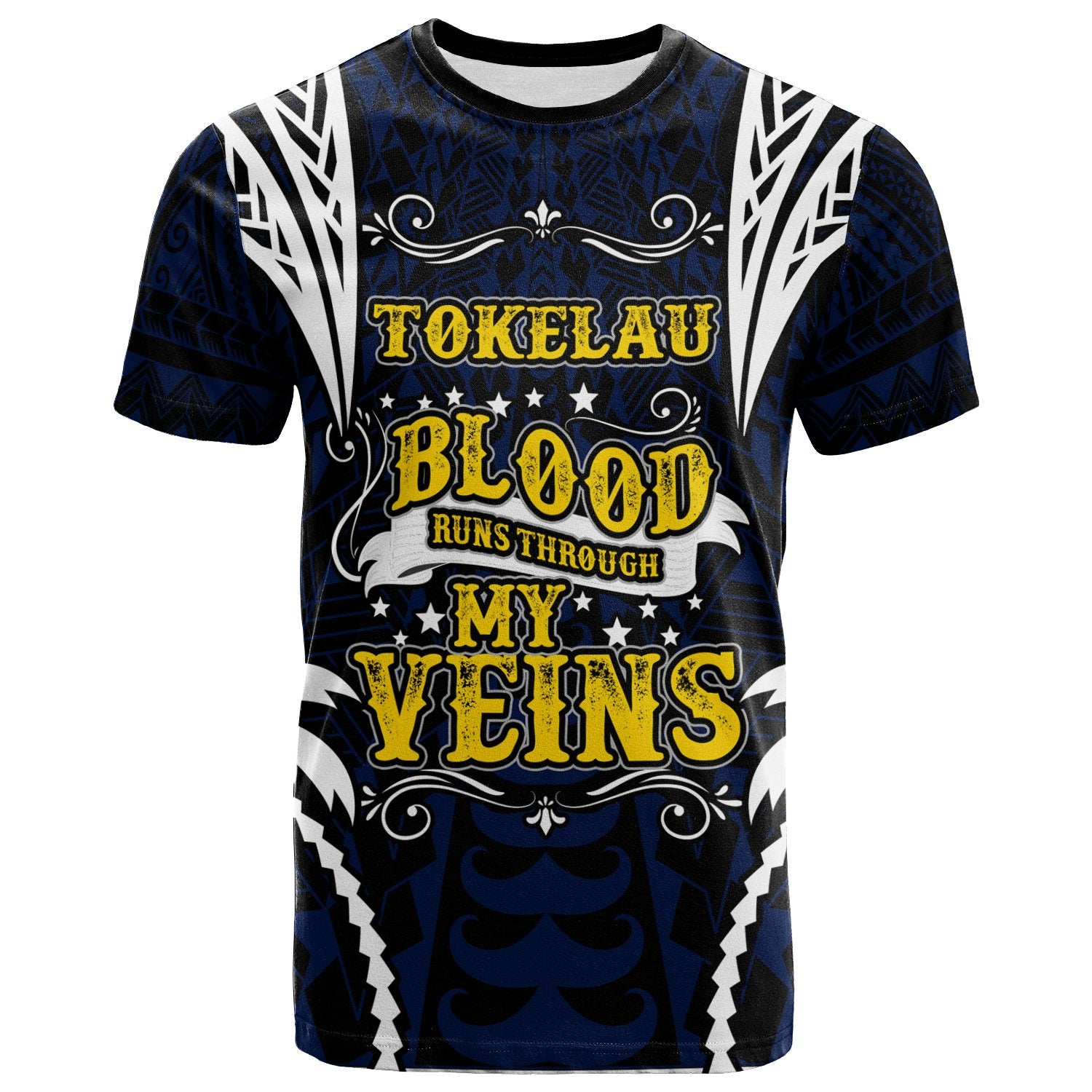 Tokelau T Shirt Blood Runs Through My Veins Style Flag Unisex Blue - Polynesian Pride