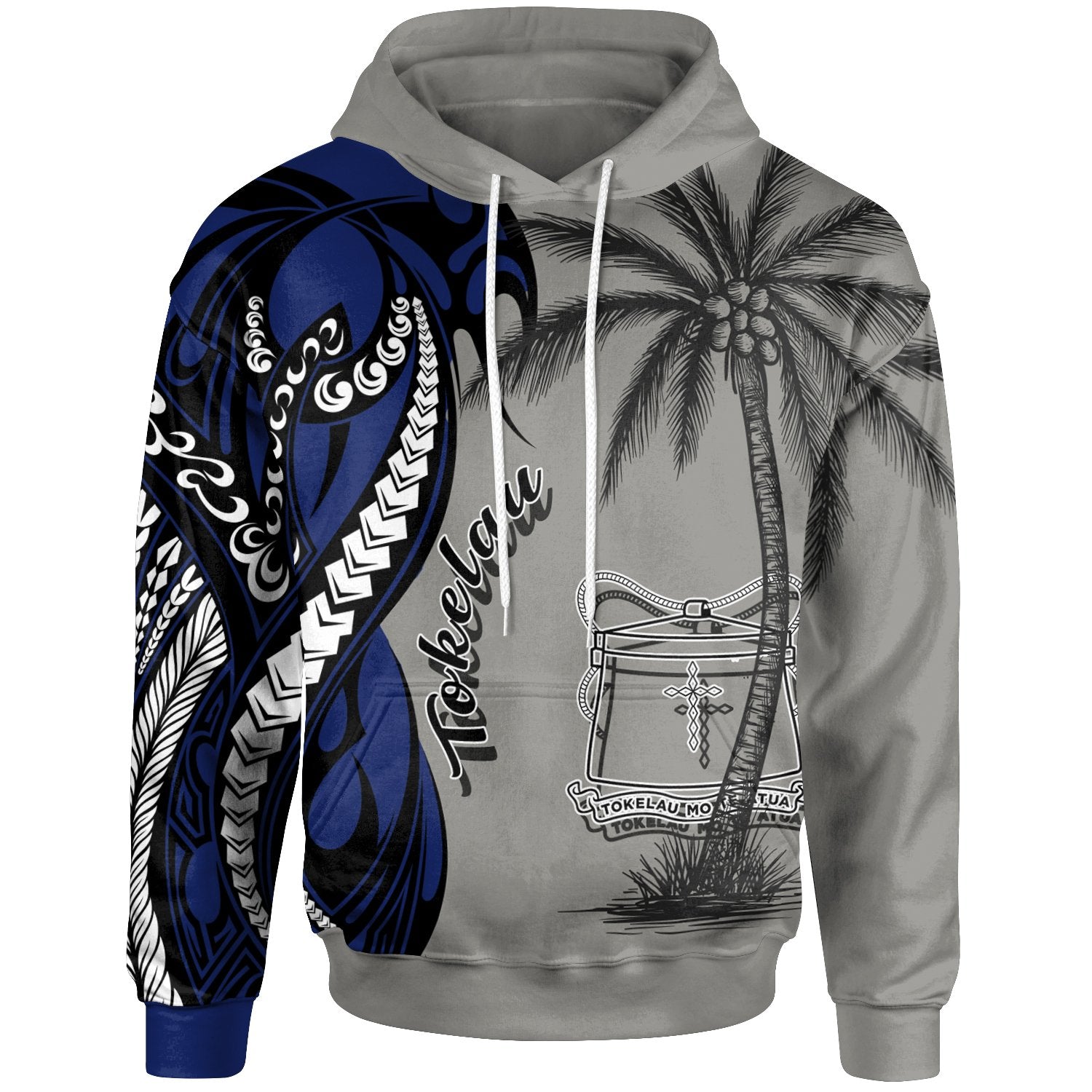 Tokelau Hoodie Classical Coconut Tree Unisex Gray - Polynesian Pride