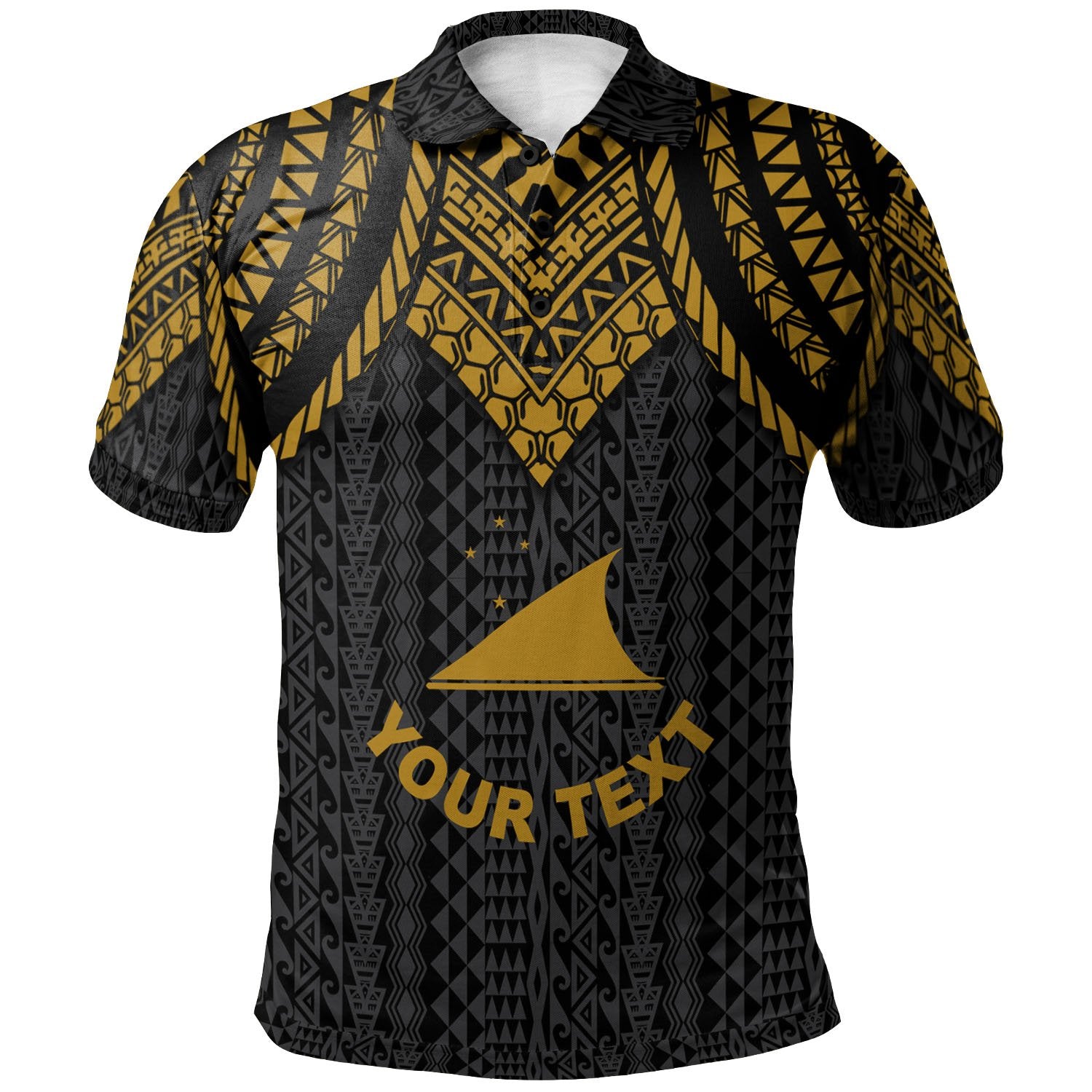 Tokelau Custom Polo Shirt Polynesian Armor Style Gold Unisex Gold - Polynesian Pride