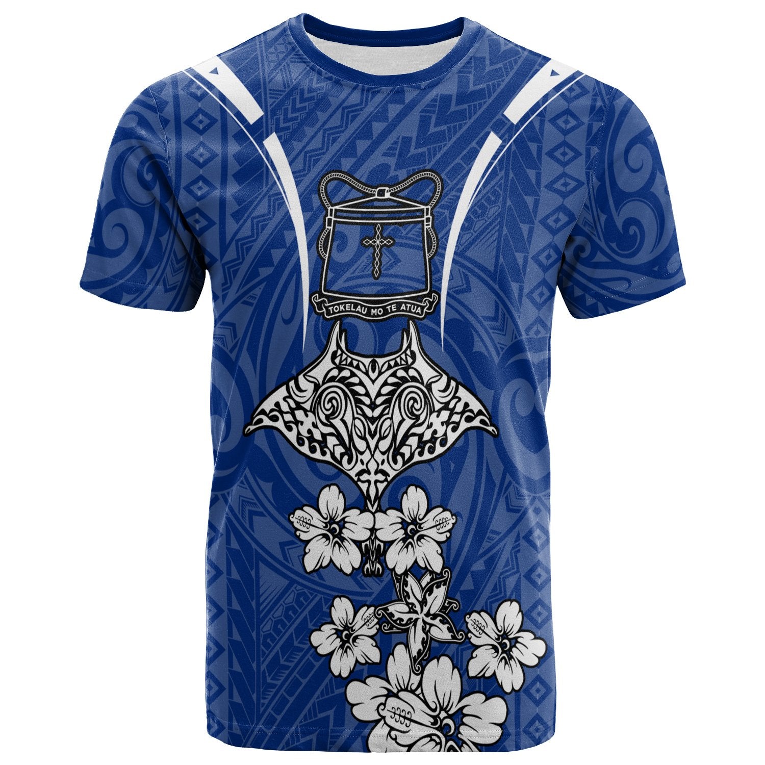 Tokelau T Shirt Ray Hibiscus Unisex Blue - Polynesian Pride