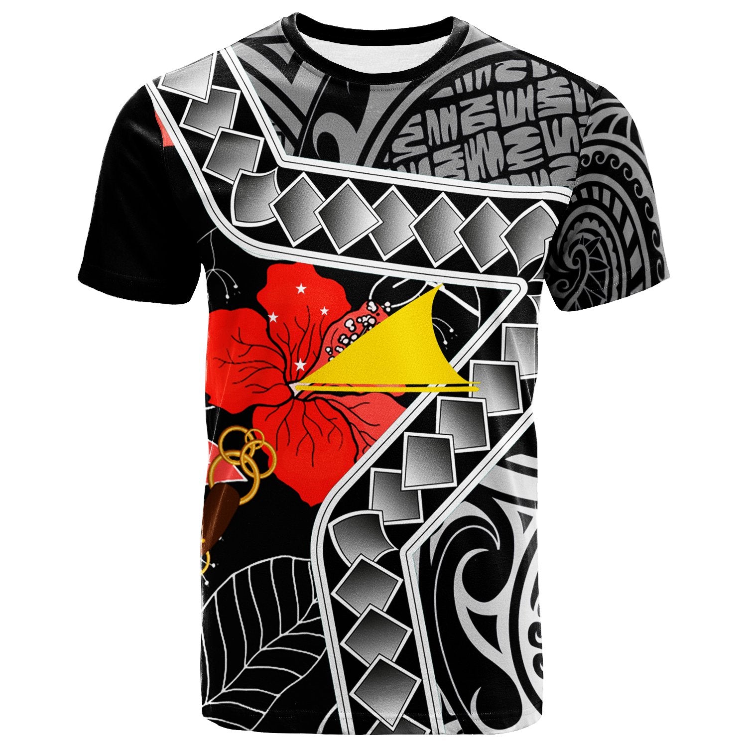 Tokelau T Shirt Hibiscus Ft Polynesian Pattern Unisex Black - Polynesian Pride