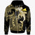 Tokelau Zip up Hoodie Hammerhead Shark Tribal Pattern Unisex Gold - Polynesian Pride