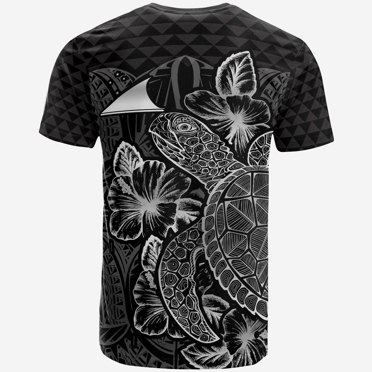 Tokelau T Shirt Tokelauan Flag Turtle Hibiscus Black - Polynesian Pride