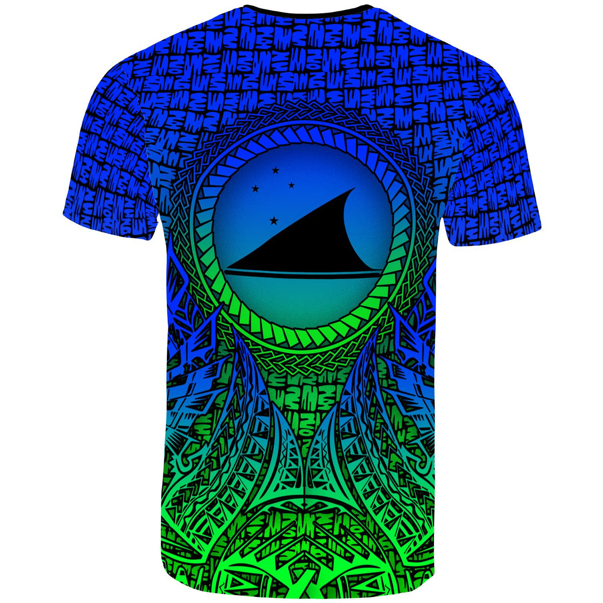 Tokelau T Shirt Circle Pattern Blue - Polynesian Pride