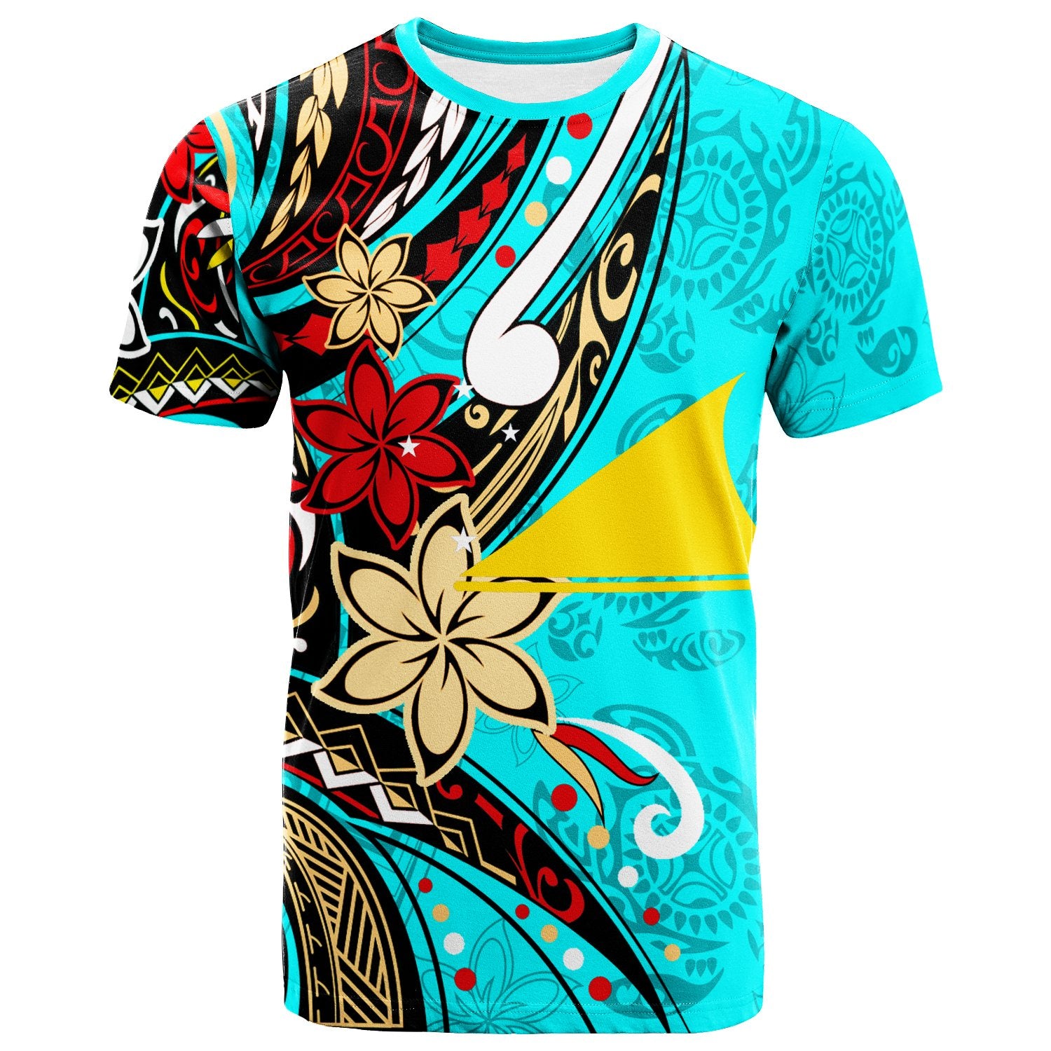 Tokelau T Shirt Tribal Flower With Special Turtles Blue Color Unisex Blue - Polynesian Pride