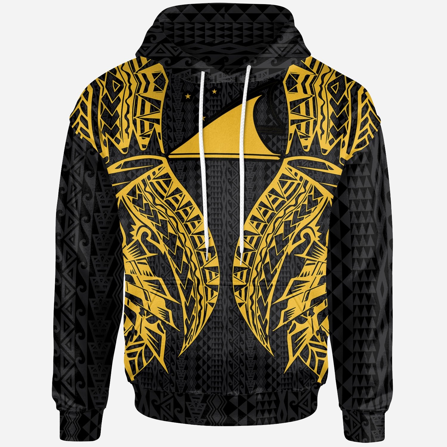 Tokelau Hoodie Polynesian Lion Head Gold Style Unisex Gold - Polynesian Pride