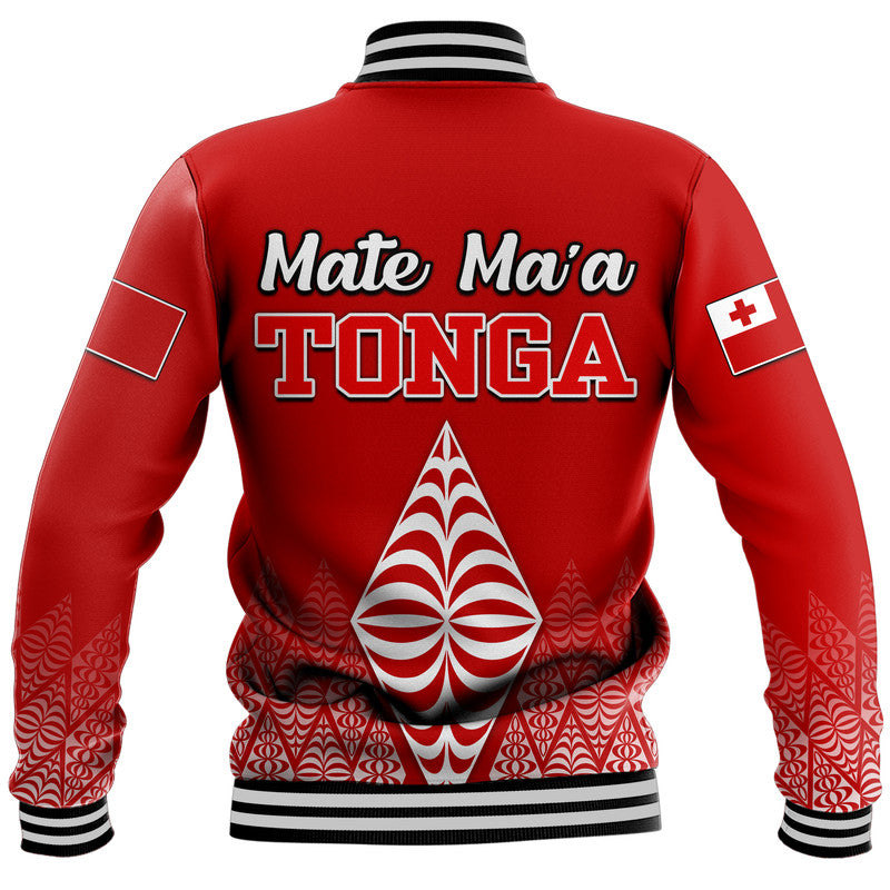 Mate Ma'a Tonga Rugby Baseball Jacket Tongan Kupesi Ngatu Style LT9 - Polynesian Pride