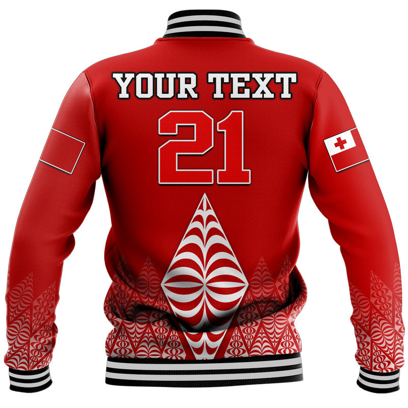 (Custom Personalised) Mate Ma'a Tonga Rugby Baseball Jacket Tongan Kupesi Ngatu Style LT9 - Polynesian Pride